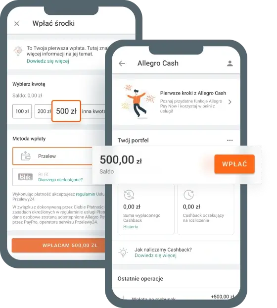 Wpłata środków na konto w Allegro Cash